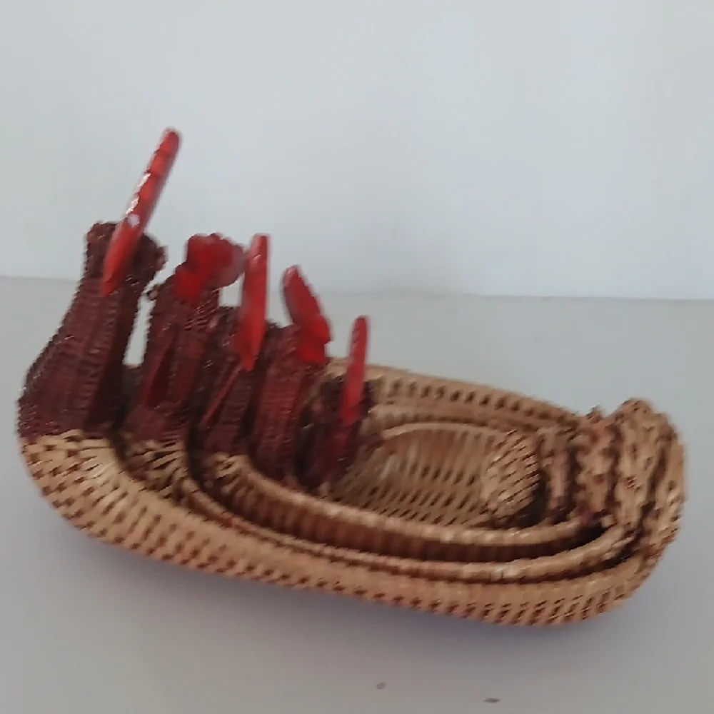 Vintage Woven Basket Set Nesting Hens -5 Piece Set